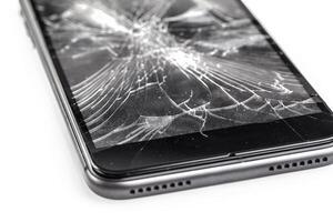 Mobile phone with broken screen photo