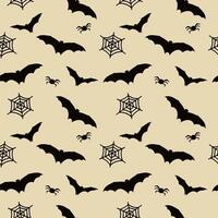 Halloween seamless pattern with spooky bat and spider on a light background vector