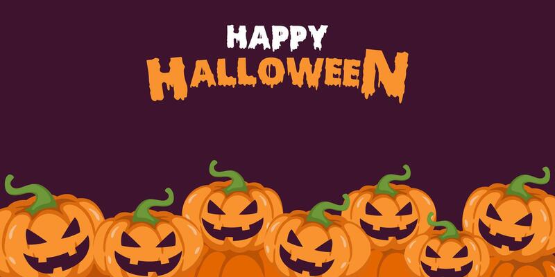 Halloween pumpkin banner copy space background. Halloween holiday party endless poster