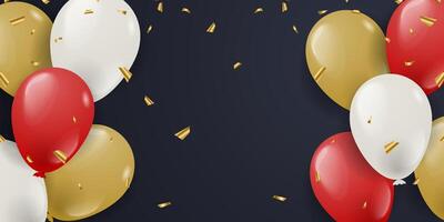 Balloon background banner for celebration party with confetti template and copy space area vector