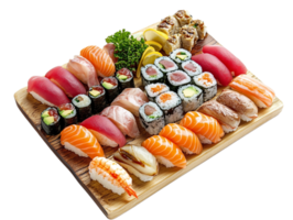 Sushi platter isolated on transparent background. Japanese food. png