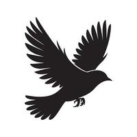 Silhouette of a bird in flight with wings spread wide on a white background vector