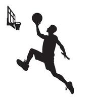 Man basketball player, people playing basketball silhouette on white background vector