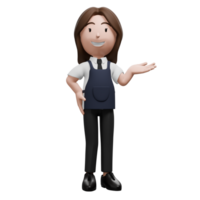 3D store employee character presenting with a smile. png
