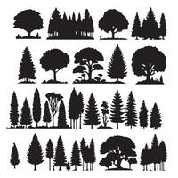 Silhouettes of forests set with white background vector