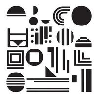 black Brutalist geometric shapes, modern symbols. Simple primitive elements and forms. Retro design, trendy contemporary minimalist style, y2k. illustration vector