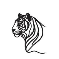 a black silhouette single line lion with white background image vector