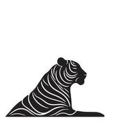a black silhouette single line lion with white background image vector
