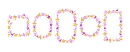 Set of frame with stars in flat style. A frame for a photo or story, decoration. Hand drawn illustration. vector