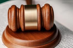 Mallet of a judge, close up shot photo