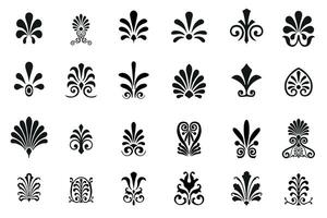 Set of decorative elements in the shape of a palmette vector