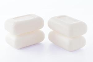 Close up of hygiene toilet soap isolated on white background photo