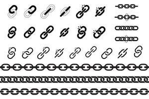Set of icons and borders made with chains vector