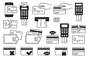 Simple Set of Credit Card Related Line Icons. Contains such Icons as Chip, Register, Safe Payment, Cash and more vector
