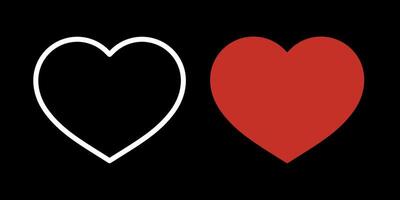 White heart outline icon and red filled heart for instagram. Social media. Post like in instagram. Click on the heart vector