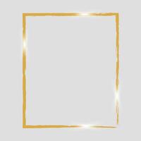 Rectangular golden frames with glow effects. Geometric Rectangle line design elements for wedding, birthday, Christmas, new year vector