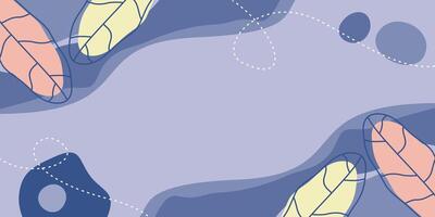 winter background blue color abstract shapes, waves and leaves pattern with empty space for text. template design for banner, poster, social media vector