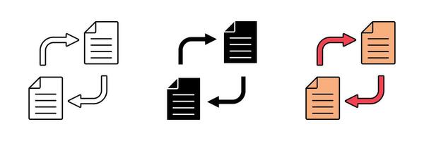 set of document transfer icons, file sharing symbols. design isolated on white background vector