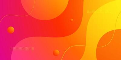 Colorful orange abstract background with simple shapes and wavy lines. Fresh and bright orange design. Popular and modern with shadow 3d concept. vector