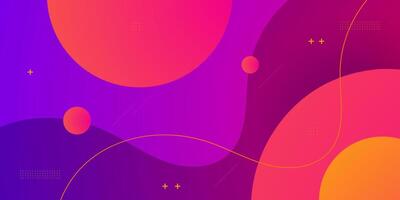 Colorful purple and orange abstract background with simple shapes and wavy lines. Fresh and bright design. Popular and modern with shadow 3d concept. vector
