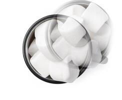 Cup with marshmallows isolated on white background photo