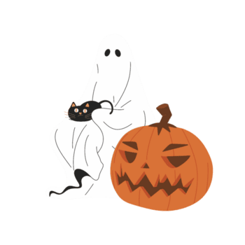 assustador fantasma Preto gato e abóbora dia das Bruxas png