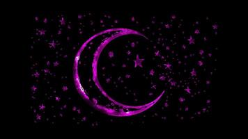 Neon frame effect, Oval Frame with Stars and Moon on black background video