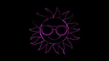 Neon frame effect, Sun Frame with Sunglasses A sun-shaped frame with playful sunglasses on the rays. video