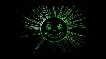 Neon frame effect, Sun Frame with Rays A sun-shaped frame with smiling rays extending outward. video