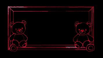 Neon frame effect, Rectangle Frame with Teddy Bears A rectangular frame with cute teddy bears in the corners. video