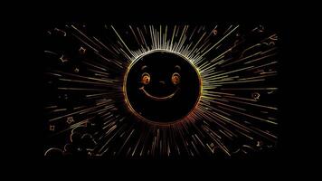 Neon frame effect, Sun Frame with Rays A sun-shaped frame with smiling rays extending outward. video