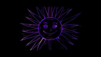 Neon frame effect, Sun Frame with Rays A sun-shaped frame with smiling rays extending outward. video