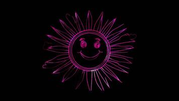 Neon frame effect, Sun Frame with Rays A sun-shaped frame with smiling rays extending outward. video