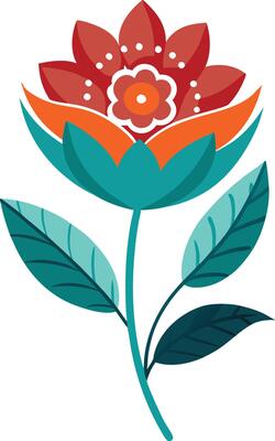 Modern abstract folk boho single isolated flowers Design