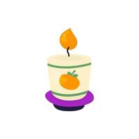 Cute Cartoon Halloween wax Candle. Single element. Hand drawn image in cartoon style. Stock isolated clipart on a white background. For flyer, sticker, card, logo, symbol. Halloween theme. vector