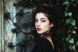 A portrait with the persons clothing and background share a similar color palette. AI generate photo