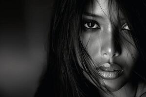 A portrait of a beautiful and sensual woman. AI generate photo