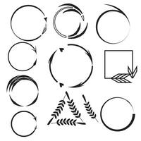silhouette, element, set, flower, , collection, design, shape, vector