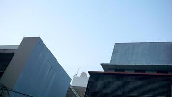 View of the roof of a modern building. Urban architecture view. photo