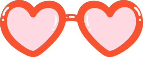 Retro Heart Shape Glasses Flat Design Groovy 70s Funky Eyewear png