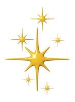 Glossy yellow stars illustration in 3D style, featuring shiny, abstract sparkles. Perfect for luxury designs, festive decorations, holiday themes, and creative projects, modern aesthetic vector