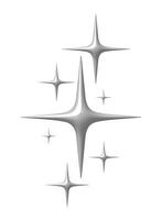 Shiny silver metallic stars illustration featuring abstract 3D glossy sparkles and reflective surfaces. Perfect for holiday decorations, modern designs, and luxury graphic projects vector