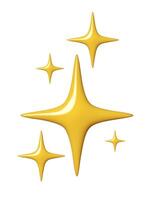 Glossy yellow stars illustration in 3D style, featuring shiny, abstract sparkles. Perfect for luxury designs, festive decorations, holiday themes, and creative projects with an elegant vector