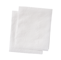 Top view of two pieces of white tissue paper or napkin paper in stack isolated with clipping path in file format png