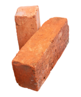 Side view of old red or orange bricks in stack isolated with clipping path in file format png