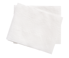 Top view of two folded white tissue paper in stack isolated in file format png
