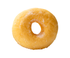 Top view of single brown sugar glazed cinnamon donut isolated with clipping path in file format png