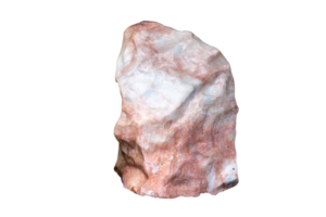 Natural white and pink rock marble on isolated background. Macro mineral stone Wollastonite. Rocky used for garden decoration. Clipping path for Zen. Boulder texture. png