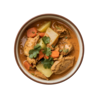 chicken curry with vegetables and potatoes in a bowl on a transparent background png