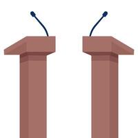 Two tribunes with a microphone. Concept of debates, discussions. vector